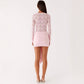 Womens Fashionable Round-Neck Lace-Patchwork Long-Sleeve Dress