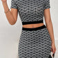 European And American Style Fashion Personalized Printing Slim Fit Midriff-baring Two-piece Set