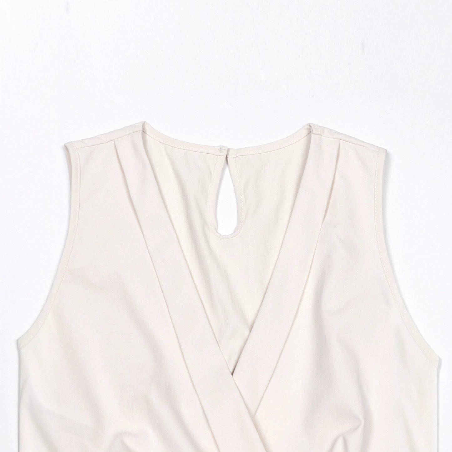 Womens Sophisticated White Sleeveless High-waisted Stylish Jumpsuit