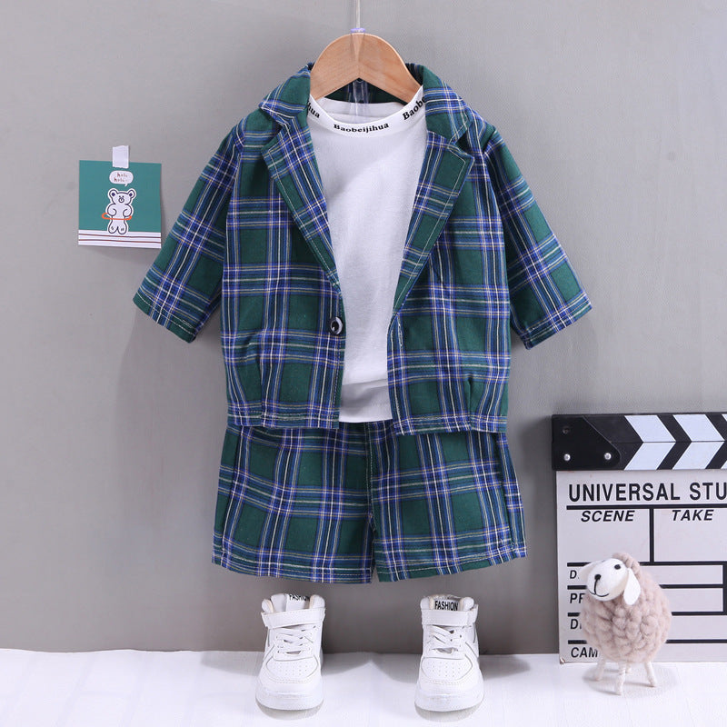 BOys Personality Lapel Three Piece Cardigan Suit