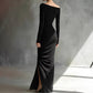 Elegant Wrap Dress With A Boat Neckline And A Fitted Waist