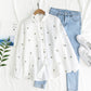 Autumn Artistic Leaves Printed Long-sleeved Shirt