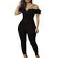Solid Color Jumpsuit With Frilly Edge
