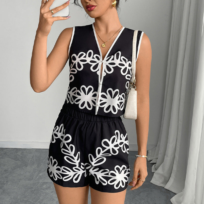 Vest Shorts Suit Holiday Women's Clothing