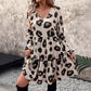 Leopard Print Long Sleeve Dress Women