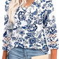 Solid Color Loose V-neck 34 Sleeves Women