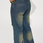 Retro Heavy-duty Washed Knee Ripped Wide-legged Jeans