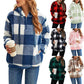 Women's Long-sleeved Hooded Plaid Plush Sweater