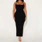 Solid Color Metal Tube Decorative Sheath Dress Fashion Elegant Halter Vest Dress