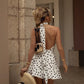Elegant Halter Strap Backless A- Line High Waist Dress