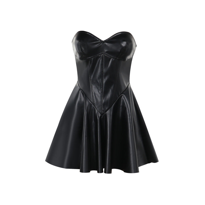 Robe tube slim en cuir pour femme, idéale pour l'été