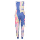 Women Tie Dye Print Wrap Bust Casual Jumpsuit