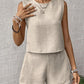 European And American Solid Color Women Sleeveless Vest Shorts Casual Fashion Two-piece Set