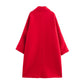 Graceful And Fashionable Lapel Long Sleeve Single-breasted Red Coat For Women
