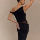 Pleated Women's Dress Shoulder Midriff Outfit