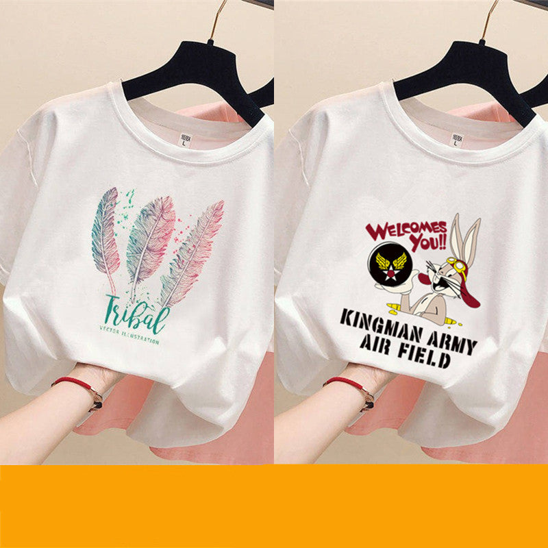 Women's loose ins trendy white short-sleeved t-shirt