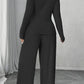 Womens Knitted V-Neck Jumpsuit With Wide-Leg Pants