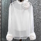Three-dimensional Plate Flower Stand Collar Long Sleeve Slightly See-through Thin Two-piece Shirt