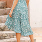 Summer New Pleated Ruffled Skirt Casual Floral Split Skirt