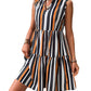Sleeveless Striped Printed Cute Style Girl's Dress Jumpsuit Skirt