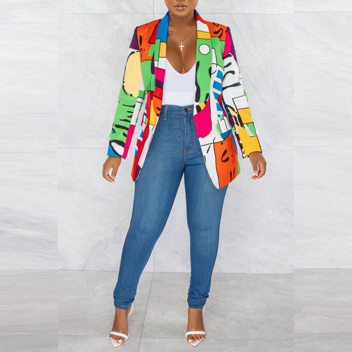 European And American Slim-fit Printed Top Suit Jacket