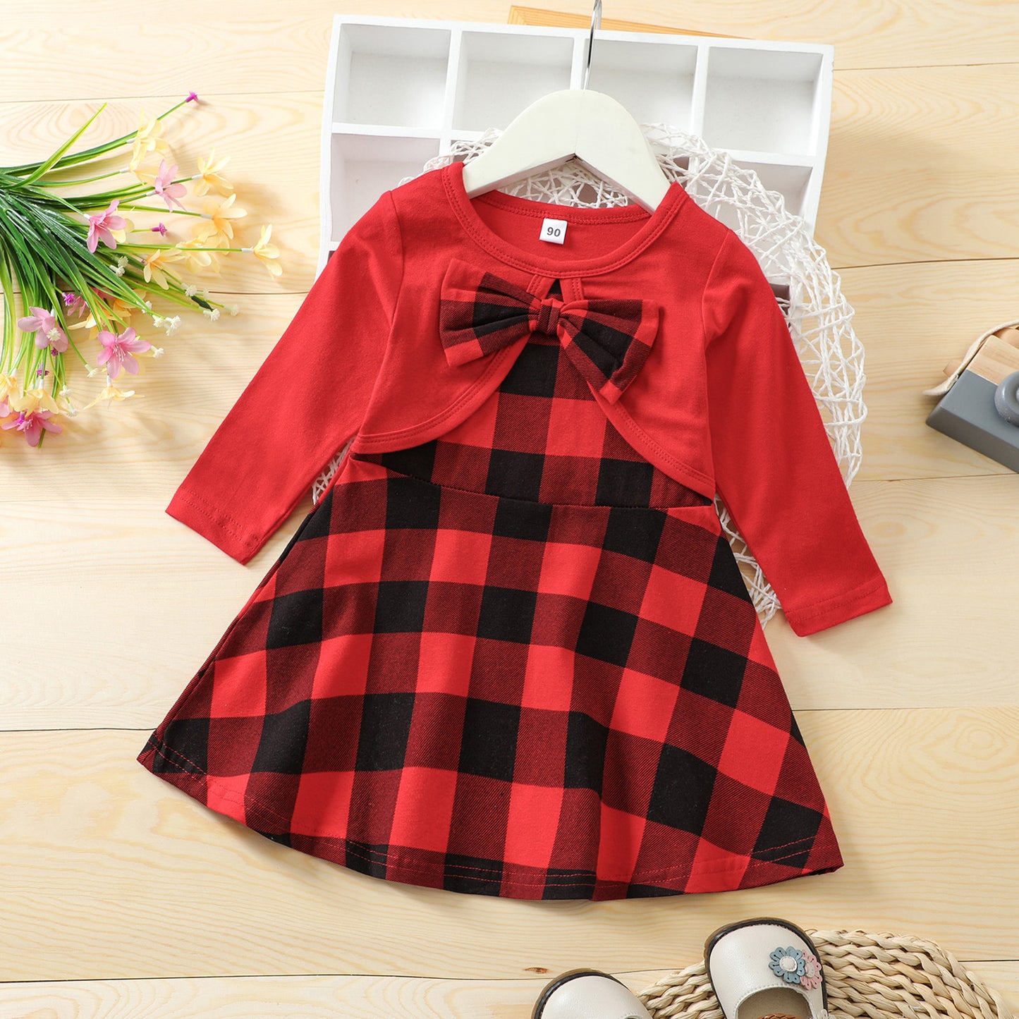 Robe à carreaux rouge pour fille, nouvelle fête de Noël