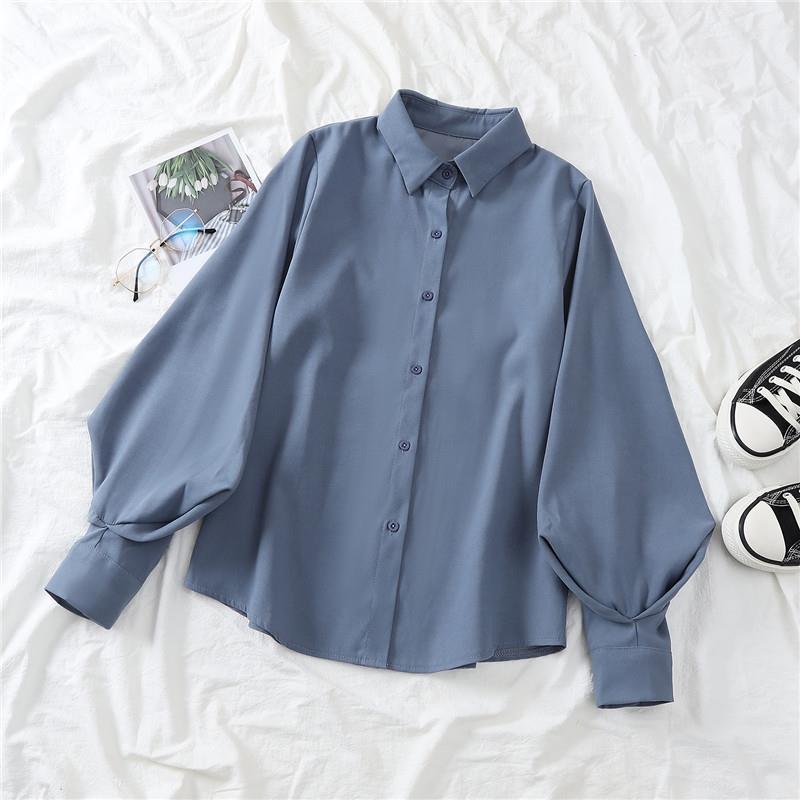 Chemise à manches lanternes, design Sense Niche, haut ample à manches longues et revers