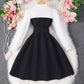 Long Sleeve Lapel Button Stitching Contrasting-color Dress