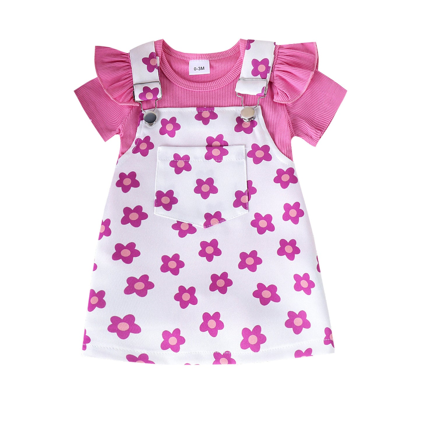 Vêtements pour enfants, combinaison tendance pour bébé, manches à volants, imprimé