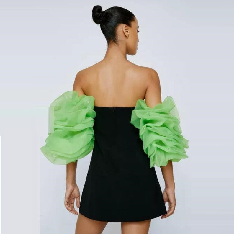Robe tube à manches bouffantes pour femme