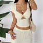 Sports Style Short Sleeve Vest Wide-leg Pants Suit For Women
