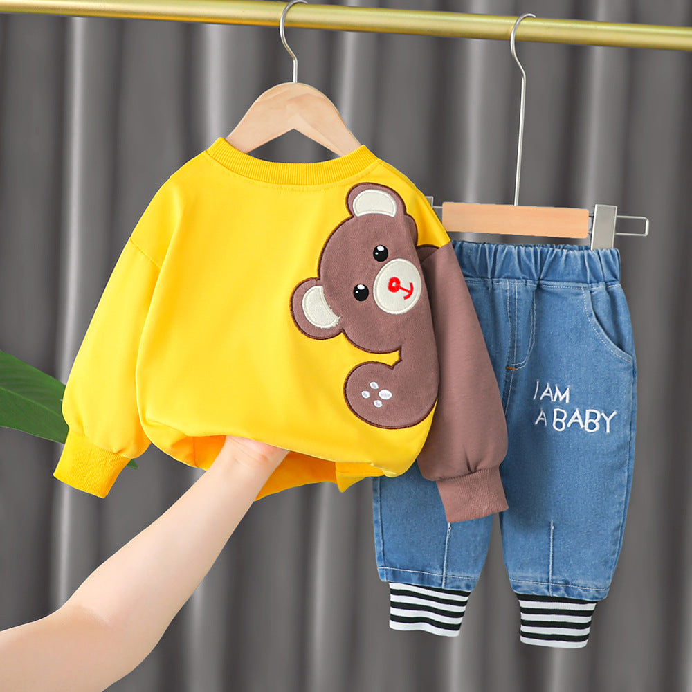 Children's Cute Printed Sweater Long-sleeved Suit