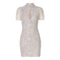 Women's Sexy Lace Hollow-out Bodycon Short-sleeve Dress
