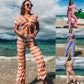 Solid Color Split Beach Suit Mesh