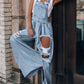 Women's Solid Color Casual Loose Hole Denim Suspender Pants
