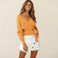 Ladies Autumn Winter Short Pullover V-Neck Knitted Top