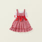 Girls' Red Plaid Bow Suspenders Princess Dress