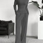 Casual Long Sleeve Straight-leg Pants Loose Temperament Suit