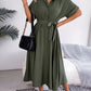 Robe chemise ample nouée de couleur pure, style européen et américain