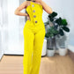 Women's Stitching Asymmetric Hem Jumpsuit