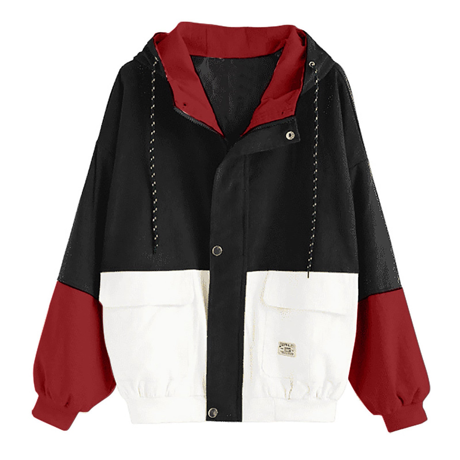 Loose corduroy colorblock hooded baseball uniform