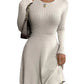 Robe polaire à manches longues et rayures profondes pour femme, coupe ajustée, nouvelle collection automne