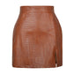 Fashionable With Side-slit PU Leather Skirt