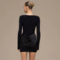 Casual Slim-fit Crew-neck Long-sleeve Ruched Mini Dress