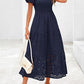 Square Collar Puff Sleeve Pleating Mesh Short Sleeve Dress