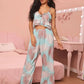 Ensemble de pyjama confortable à col en V et imprimé écharpe