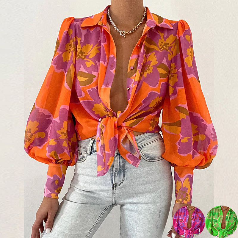 Popular Printed Shirt Women's Cardigan