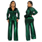 V-neck Lantern Sleeve Bronzing Jumpsuit