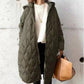 Autumn And Winter New Diamond Lattice Hooded Cotton Coat Jacket Women's Top