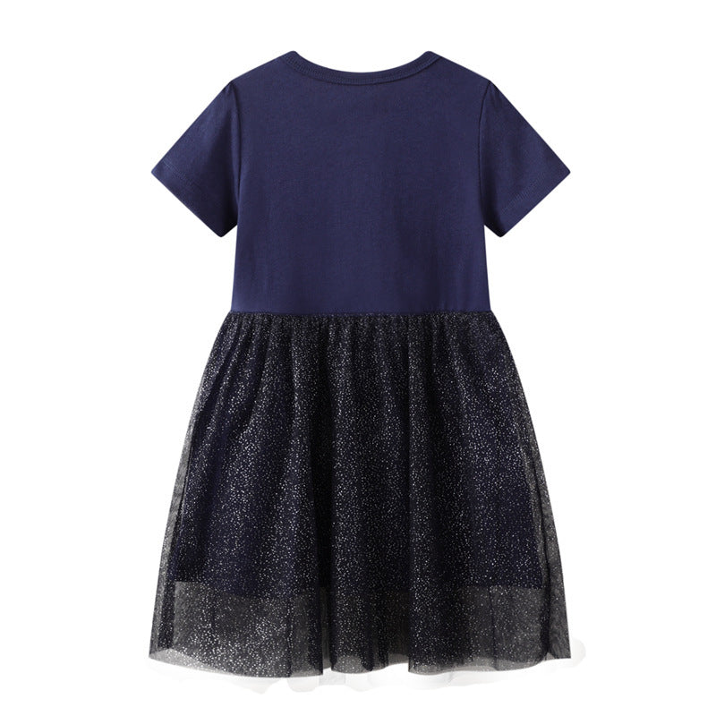 Robe de princesse en maille à manches courtes pour filles 